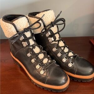 Marc Fisher Black leather Sherpa Boots like new